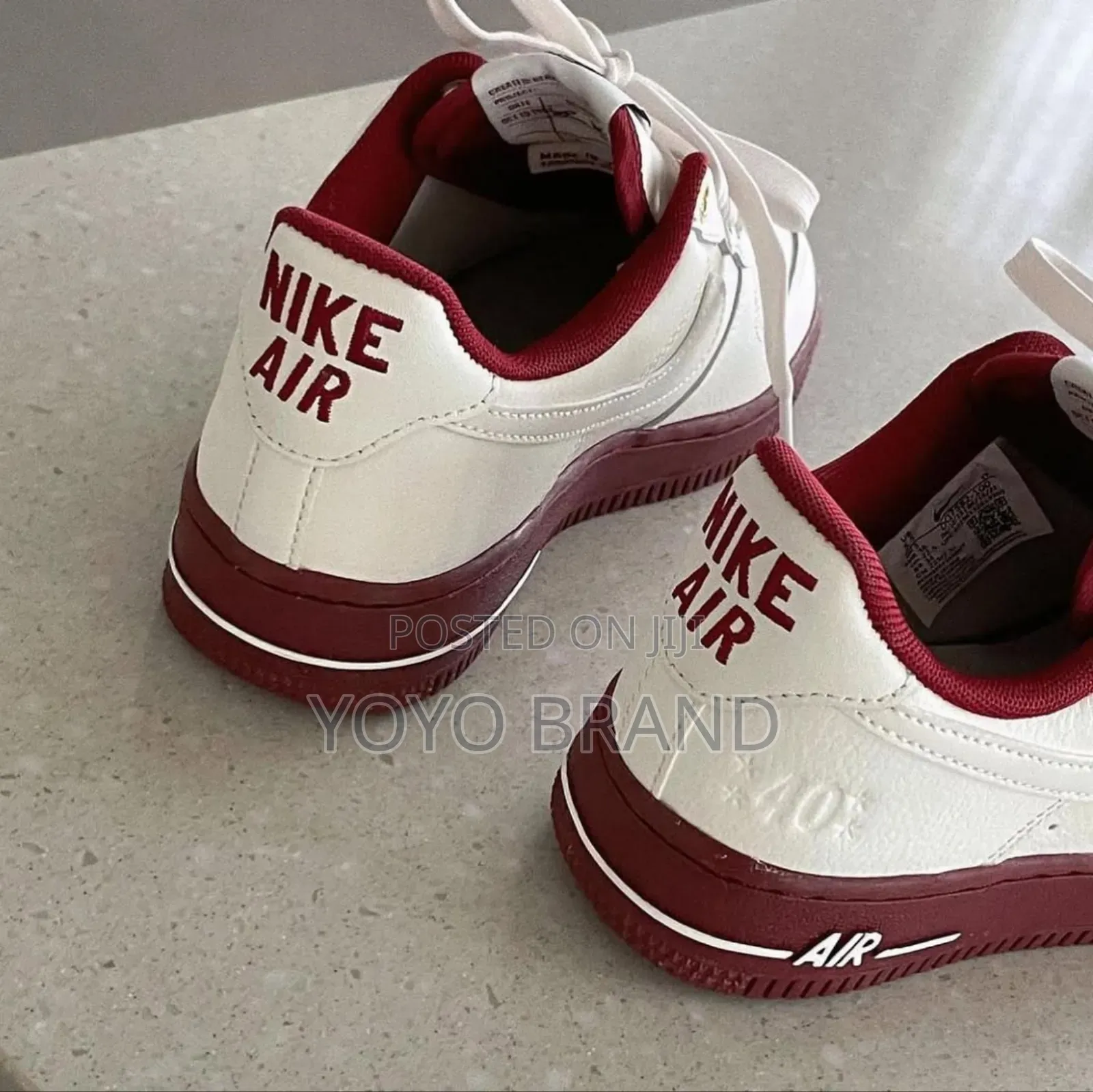 Nike Air Force 1white Burgandi Fashion Shoes