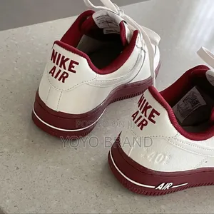 Nike Air Force 1white Burgandi Fashion Shoes