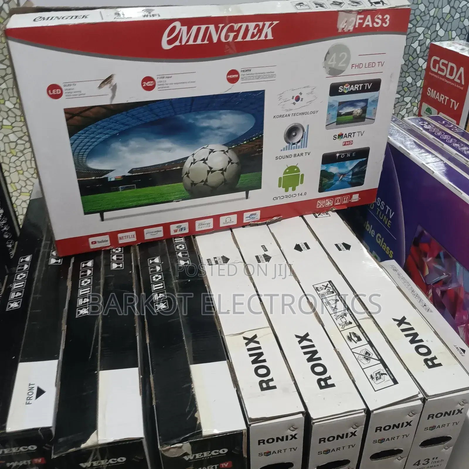 Emingtek Smart Tv 43 Inch Andraid Tv Doubel Gelass 2025 Quality Tv