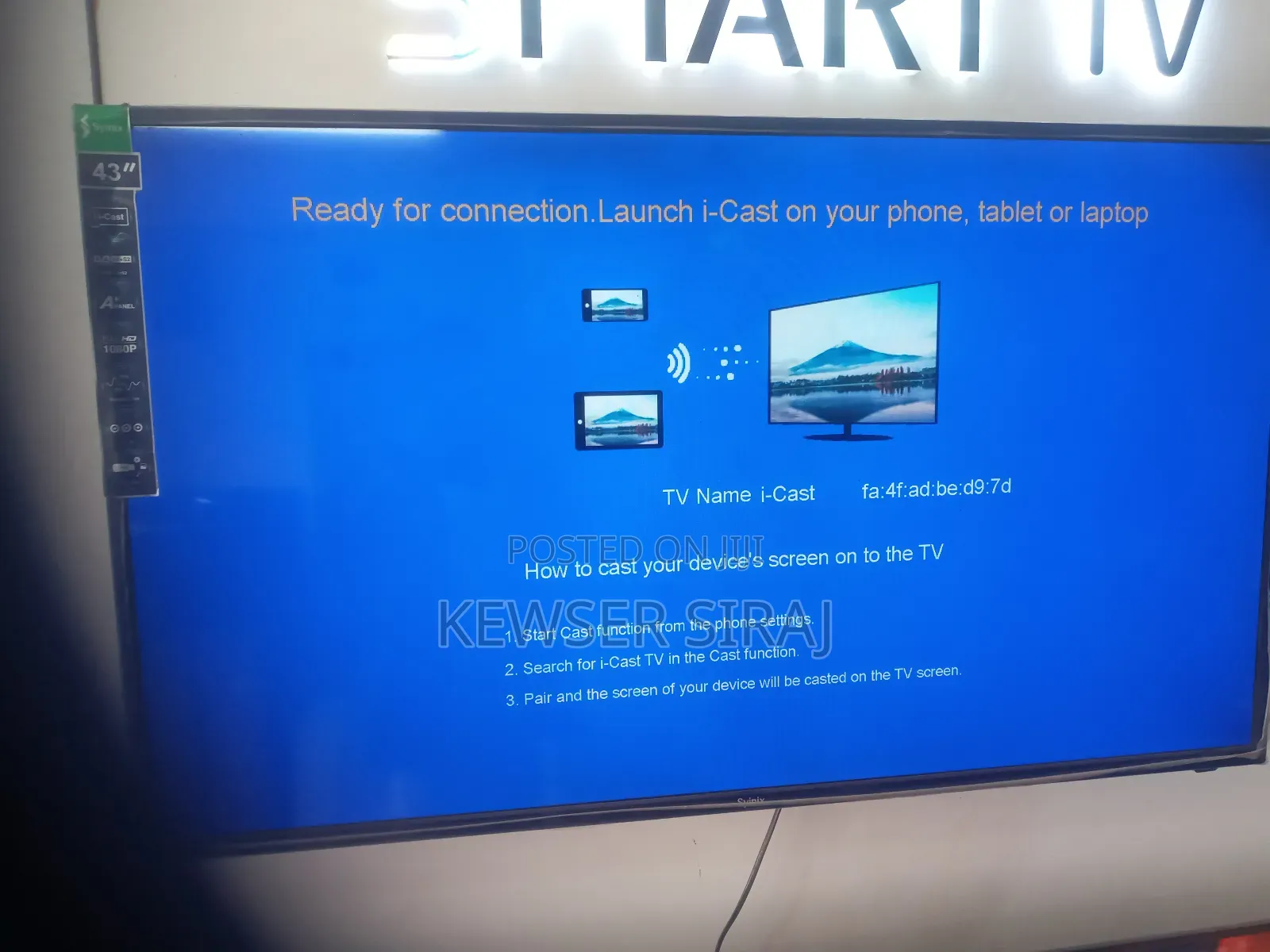 Syinix Tv 55inch Smart ፍሬም ለስ እስክሪኝ
