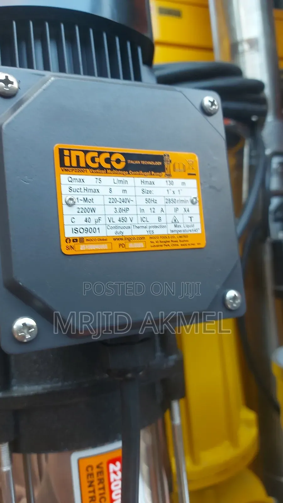 Ingco 3hp Vertical Multistage Pump 2200w