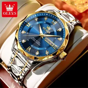 Olevs Men's Classic Diamond Stainless Steel Waterproof Luminous Watch