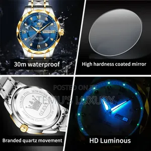 Olevs Men's Classic Diamond Stainless Steel Waterproof Luminous Watch