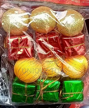 Christmas Small Gold Red Baubles + Gift Boxes