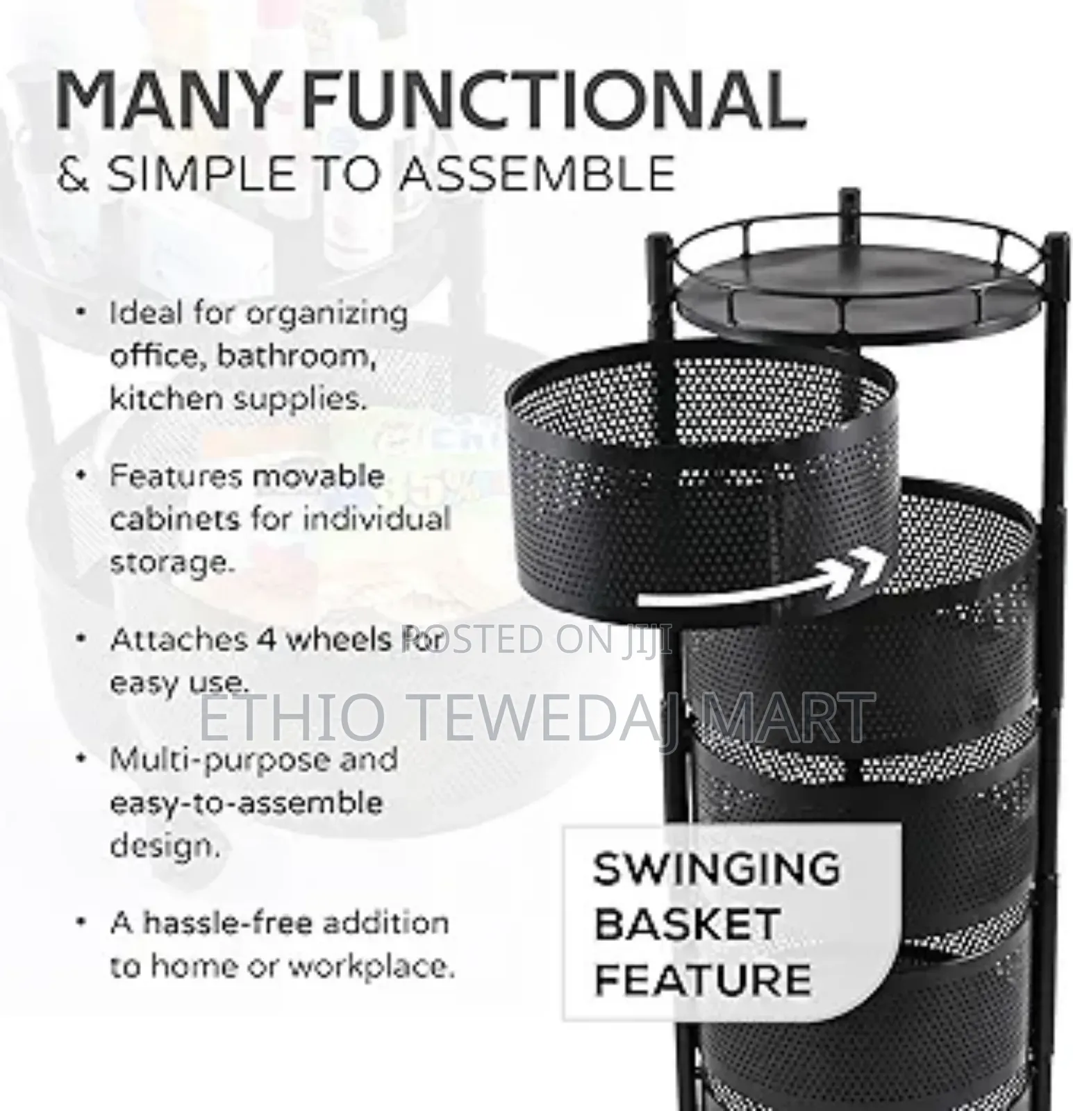 5 Layer Movable Kitchen Storage Rack
የአትክልትና የፍራፍሬ ማስቀመጫ 5 ደረጃ ያለዉ