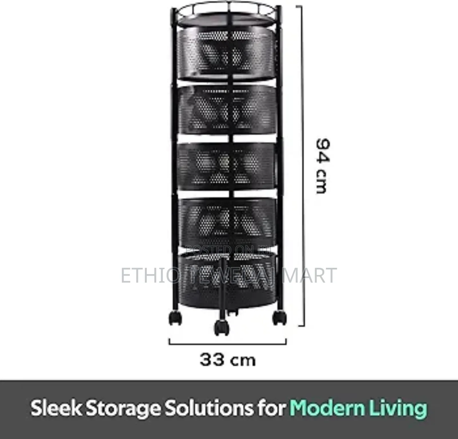 5 Layer Movable Kitchen Storage Rack
የአትክልትና የፍራፍሬ ማስቀመጫ 5 ደረጃ ያለዉ