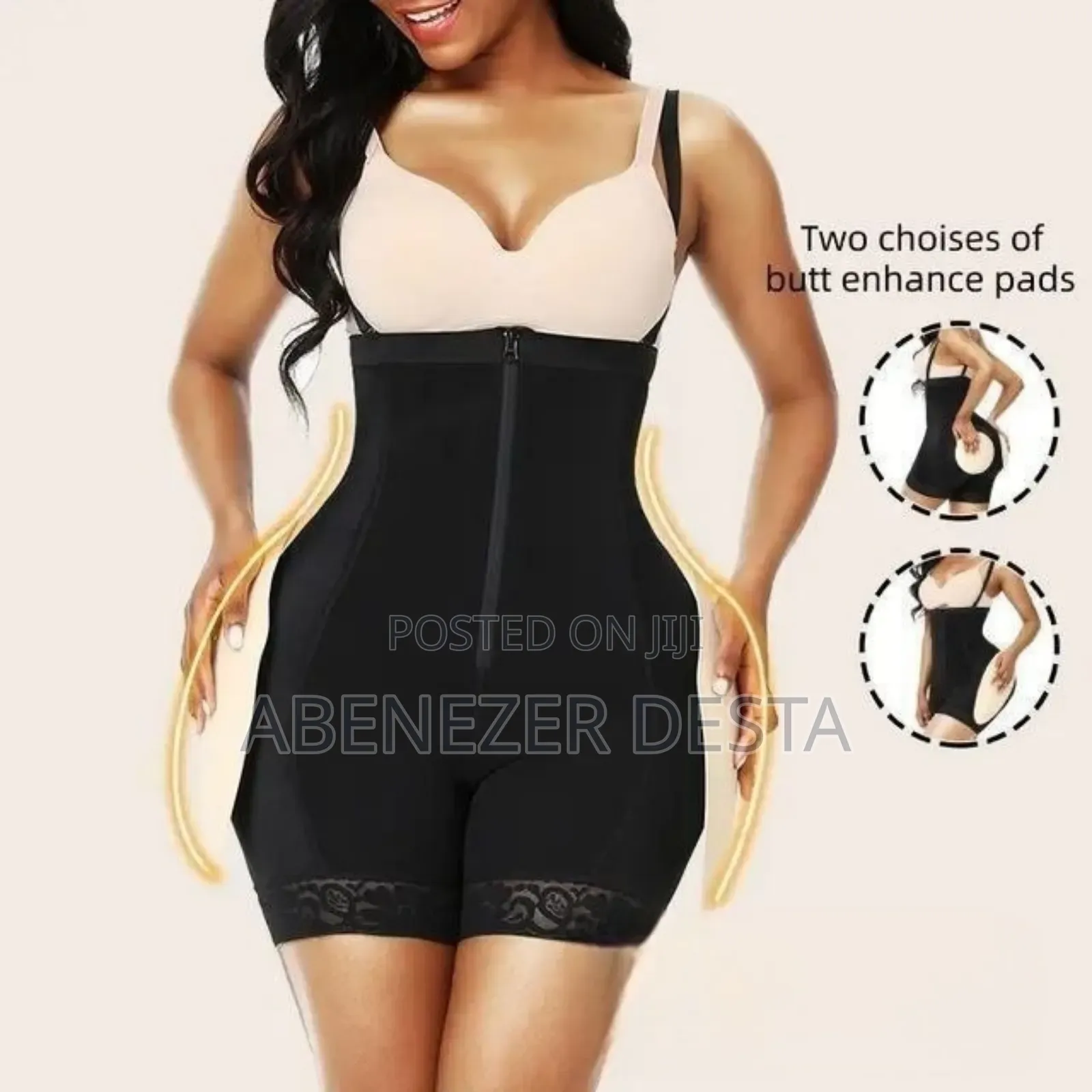 Extra Sponge Black Shapewear Bodysuit With Tummy Control
