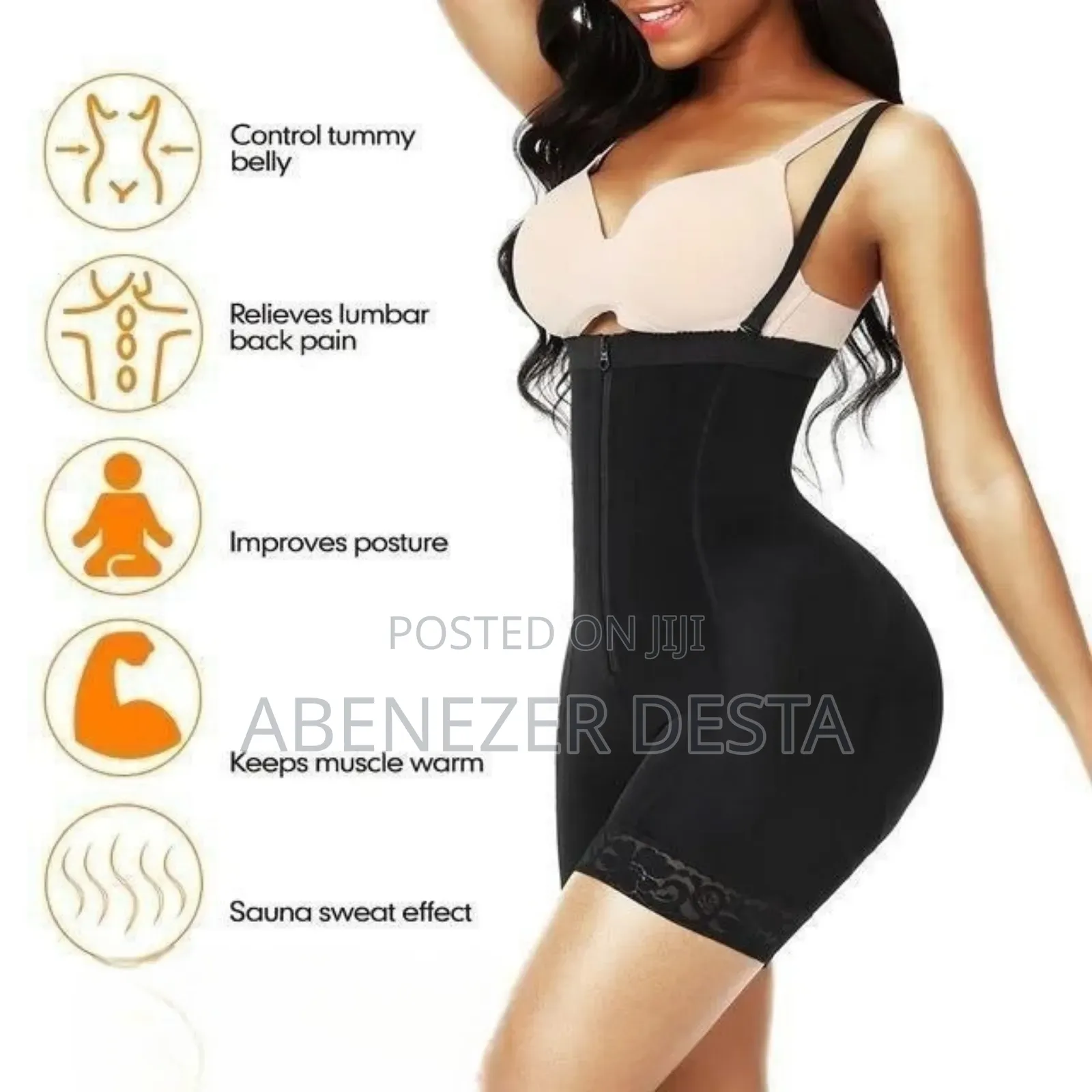 Extra Sponge Black Shapewear Bodysuit With Tummy Control