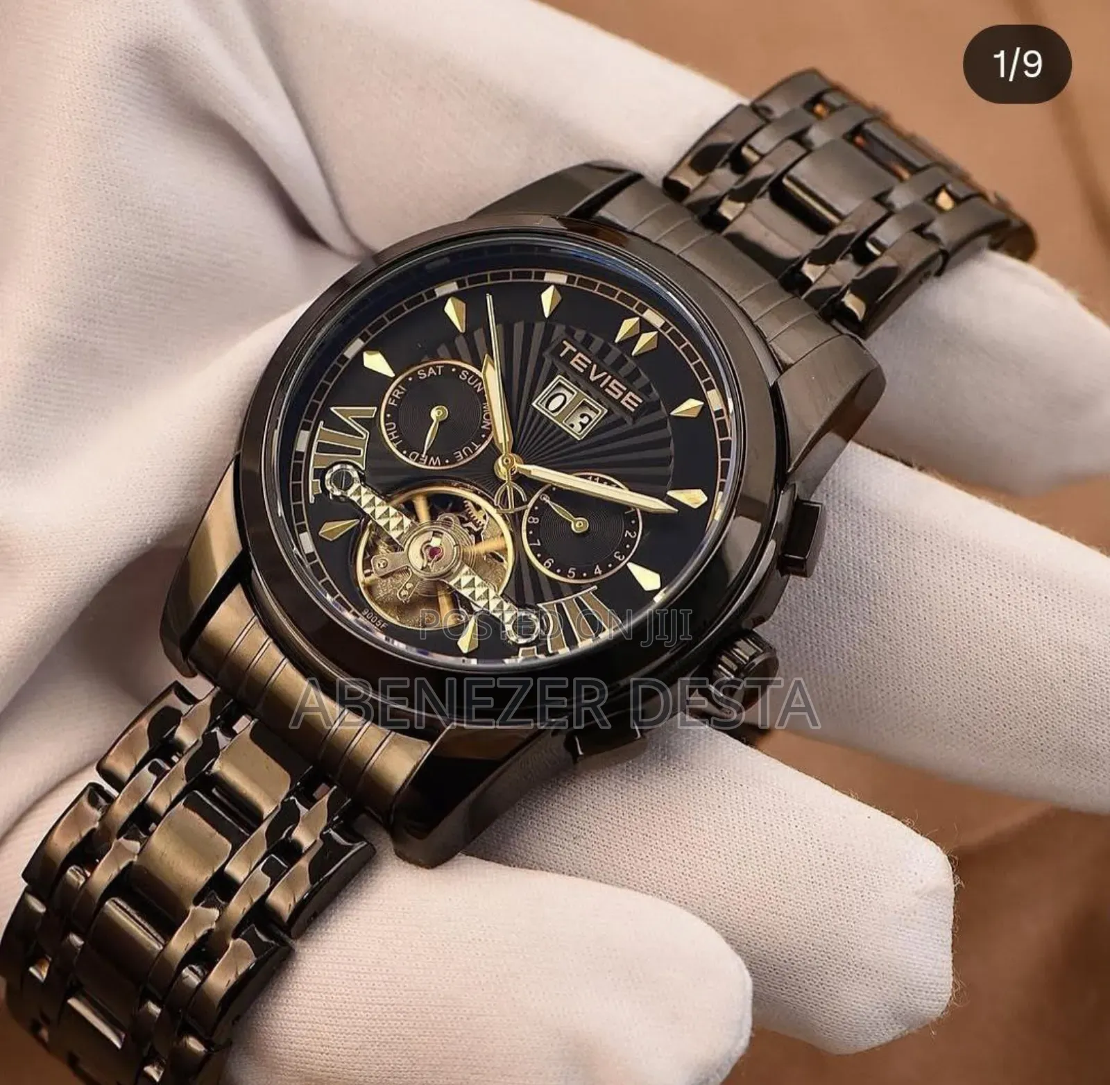 Tevise Automatic Mechanical Watch With a Stainless Steel Band