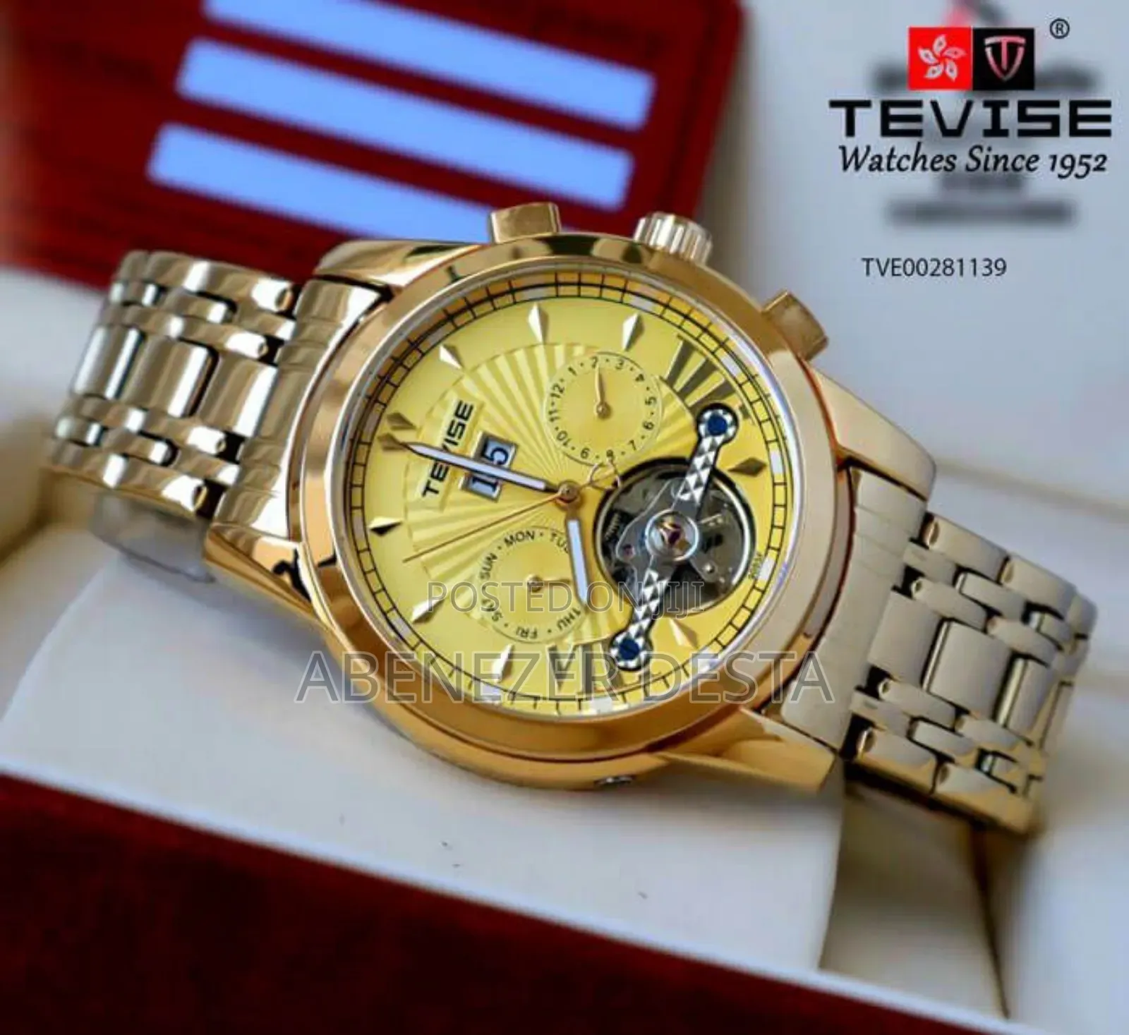 Tevise Full Gold Luxury Automatic Mechanical Men's Watch