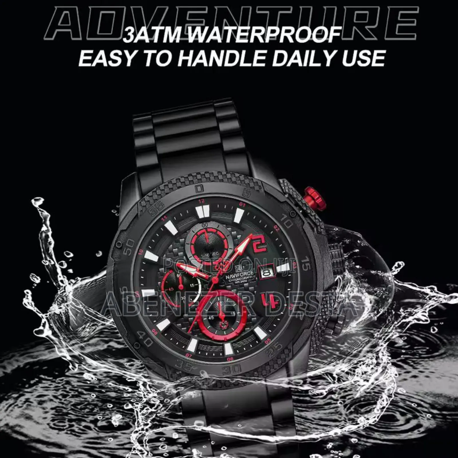 Naviforce Nf 8047 Ch Black Red for Men's Watch