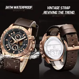 Naviforce Nf8055 Men Watch Luxury Brand Quartz Watches Genuine Leather