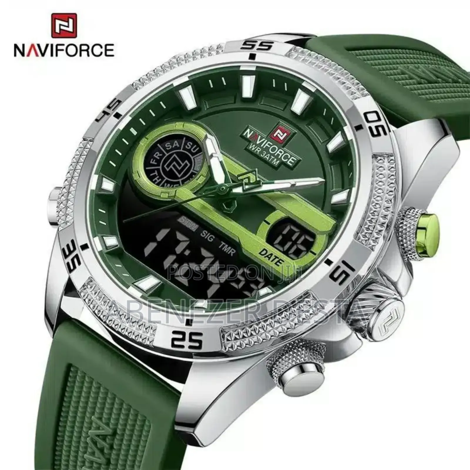 #Navi Force Unique Square Large Dial Sport Quartz Silicon Band Wrist