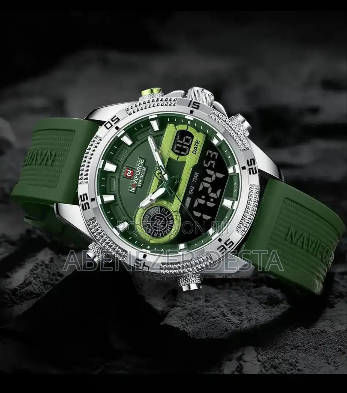 #Navi Force Unique Square Large Dial Sport Quartz Silicon Band Wrist