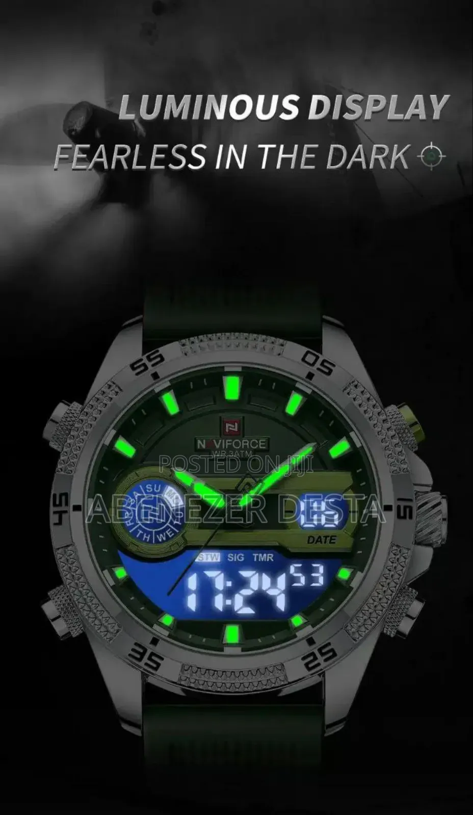 #Navi Force Unique Square Large Dial Sport Quartz Silicon Band Wrist