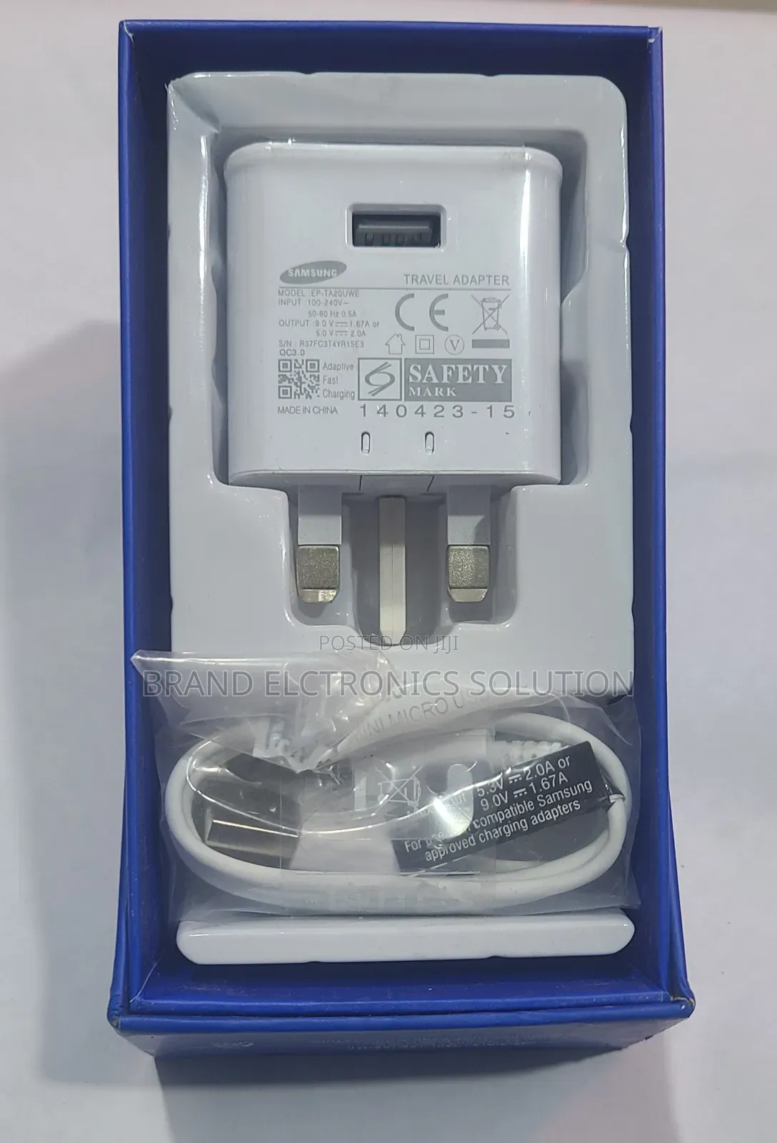 Samsung Fast Charger 3 Pin Plug + Otg ከዋስትና ጋር