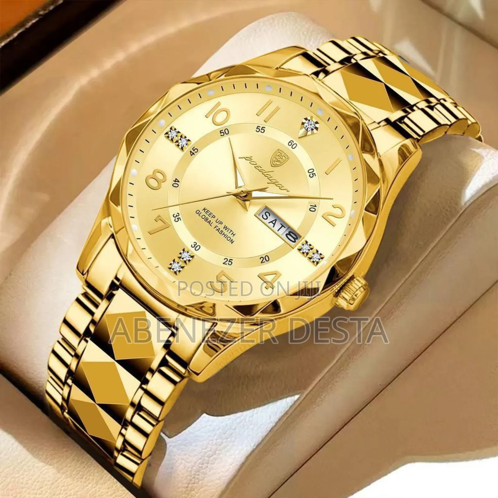 Gold-Toned Stainless Steel Poedagar Quartz Watch