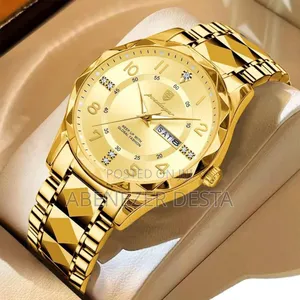 Gold-Toned Stainless Steel Poedagar Quartz Watch