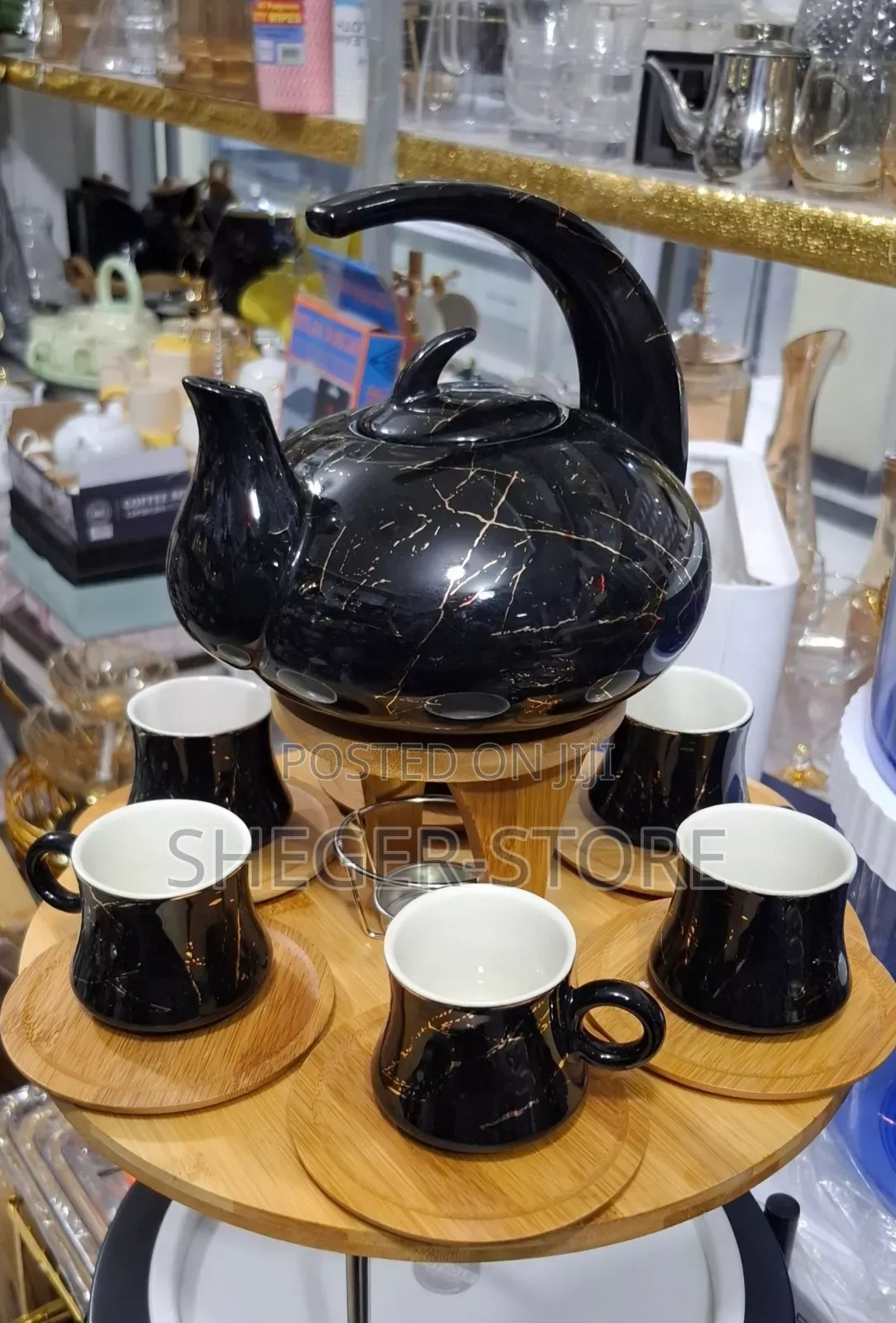 Orginal Ceramic Coffee/Teapot Set (ማራኪ ጆግ, 6 ስኒ ከማስቀመጫቸው ጋር)
