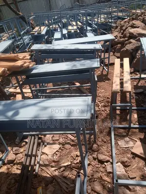 Combine Desk for School Three Students in One Made of Metal Sheet