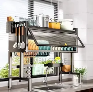 Premium Over-the-Sink Dish Drying Rack (With Dust-Proof Cover)