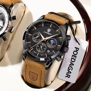 Poedagar Men's Quartz Chronograph Watch With a Black