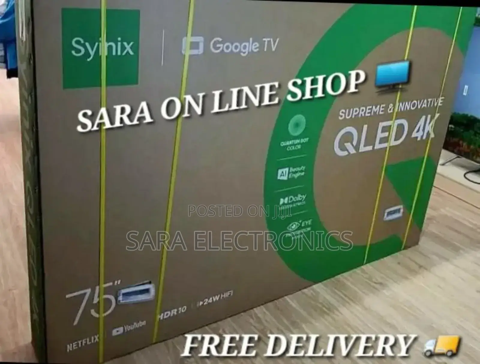 Syinix 75" Qled Smart Google Tv New 2025  Free Delivery 10 Years War