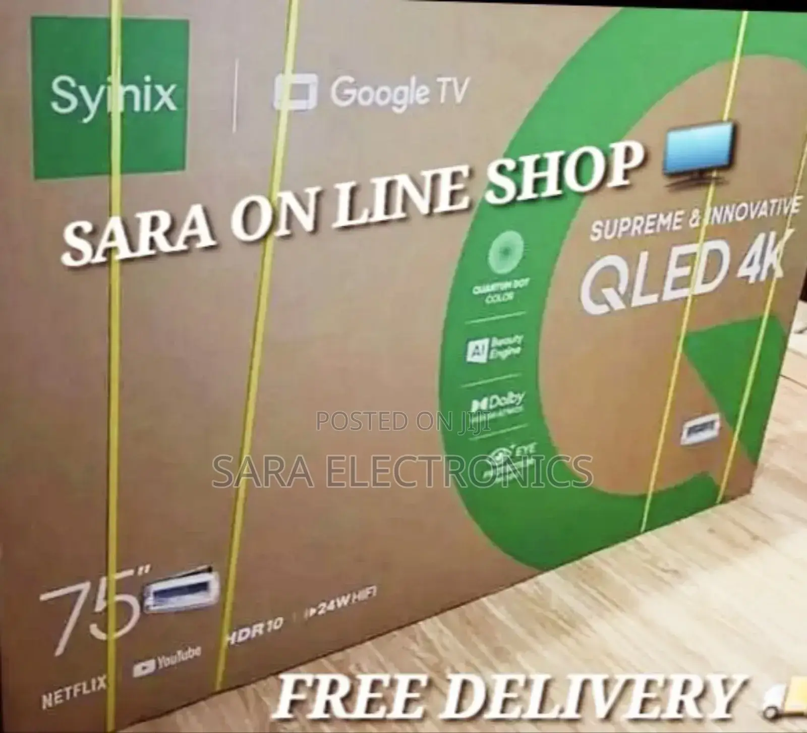 Syinix 75" Qled Smart Google Tv New 2025  Free Delivery 10 Years War