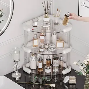 Luxury 3-Tier Corner Makeup Organizer Cosmetic Shelf