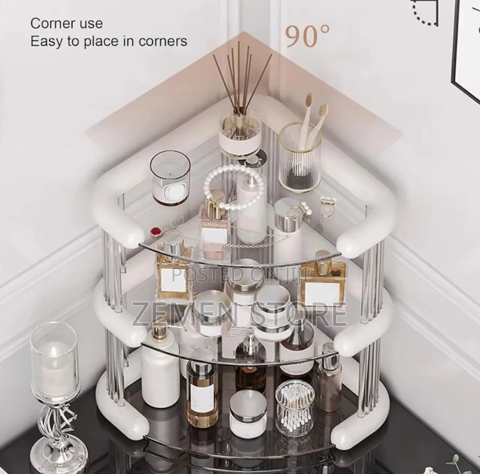 Luxury 3-Tier Corner Makeup Organizer Cosmetic Shelf
