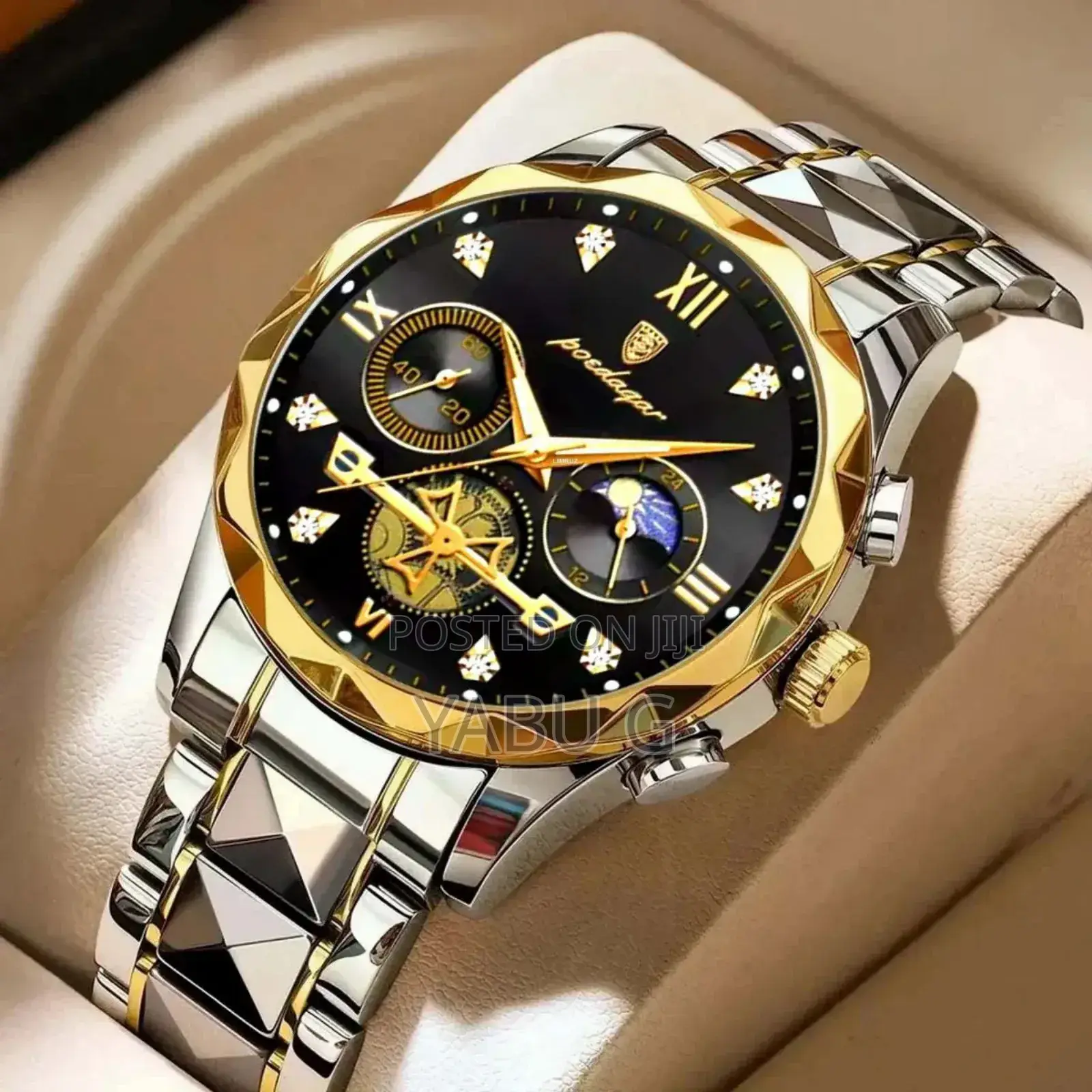 Poedagar Silver Gold and Black Color Watch for Men Brand