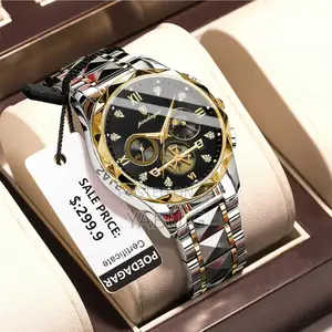 Poedagar Silver Gold and Black Color Watch for Men Brand