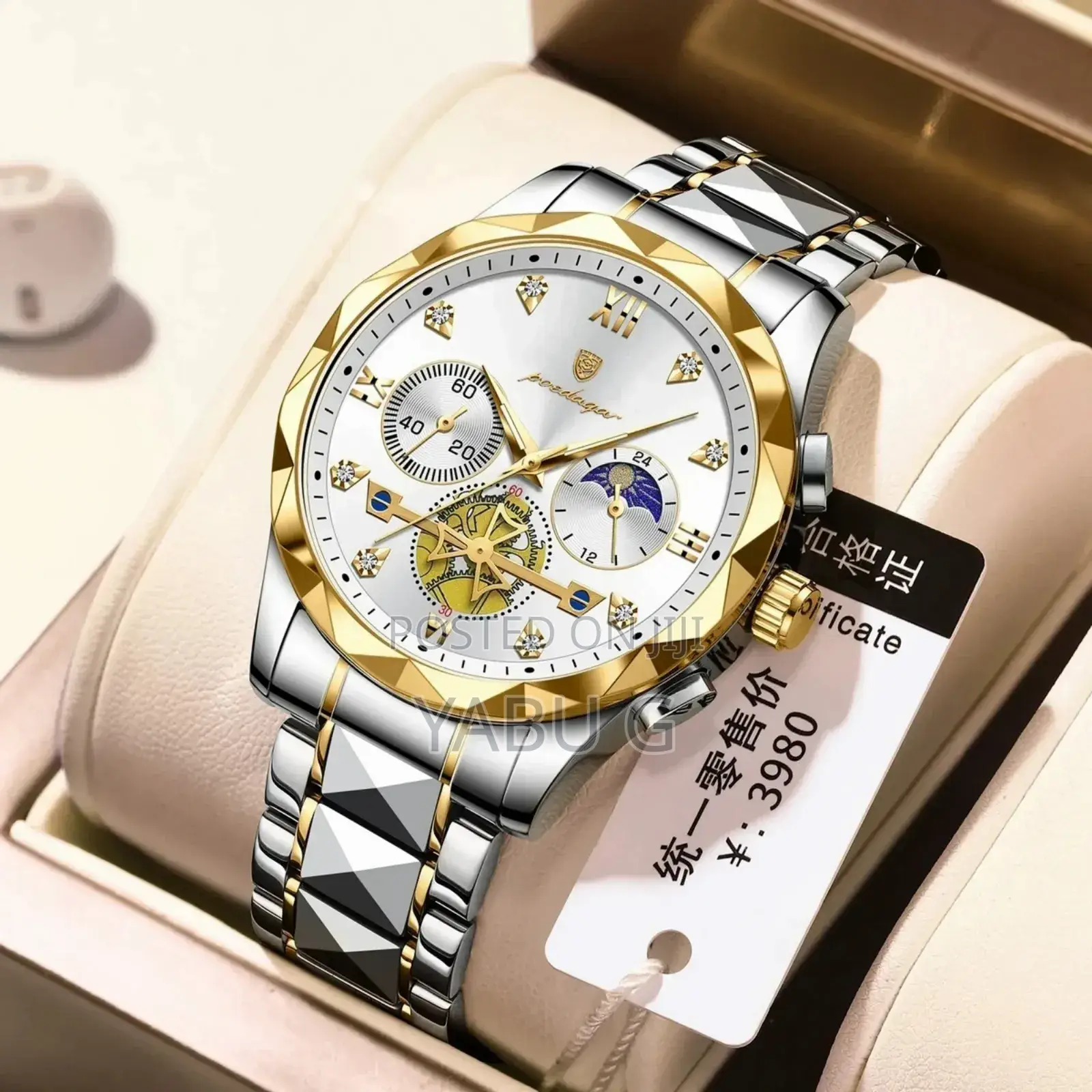 Poedagar Stainless Steel Chronograph Luminous Quartz Watch