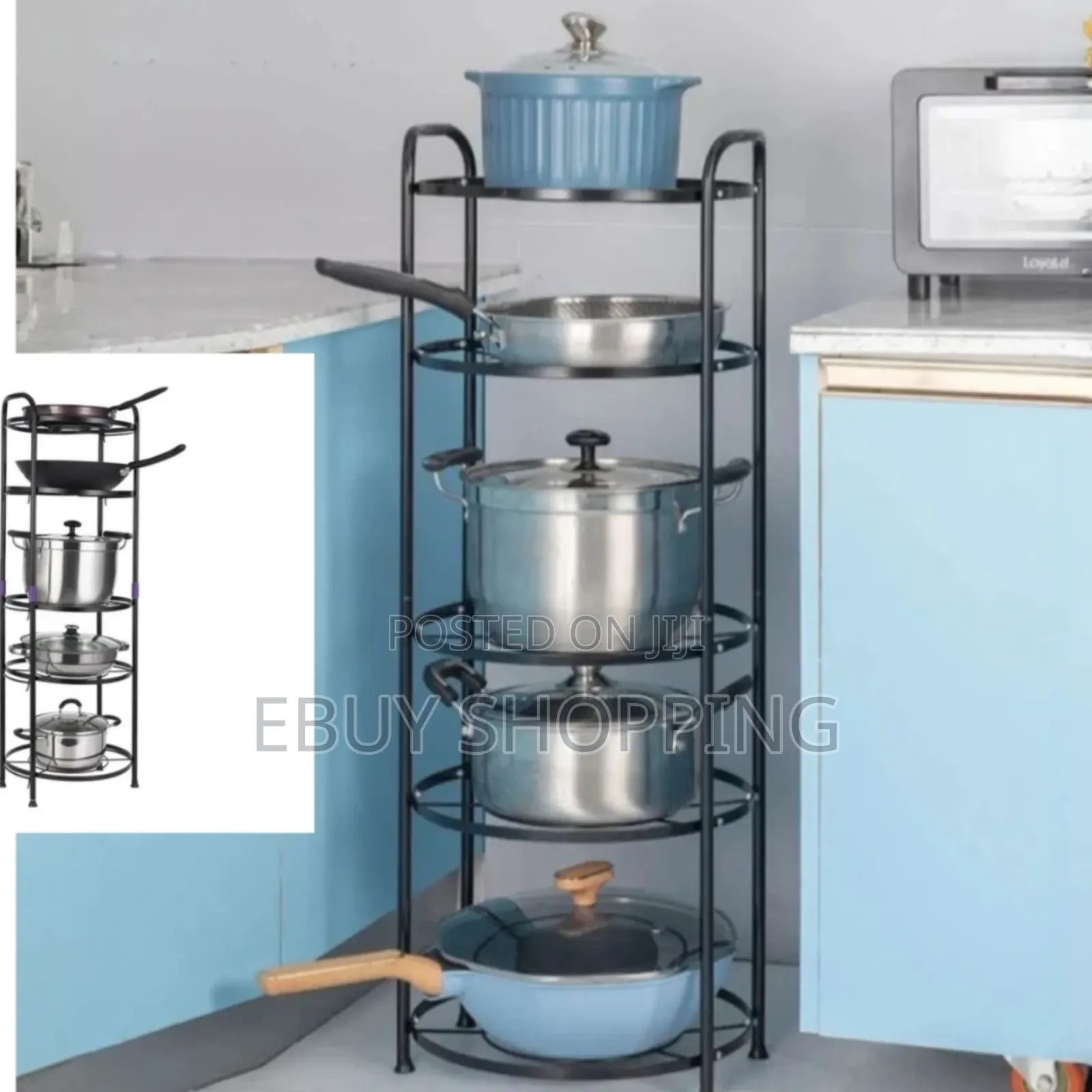 5-tier Mobile Storage Rack For Pots And Pans