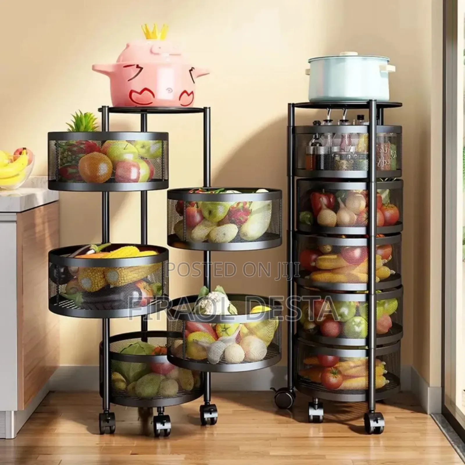 Movable and Rotating Kitchen Storage Rack