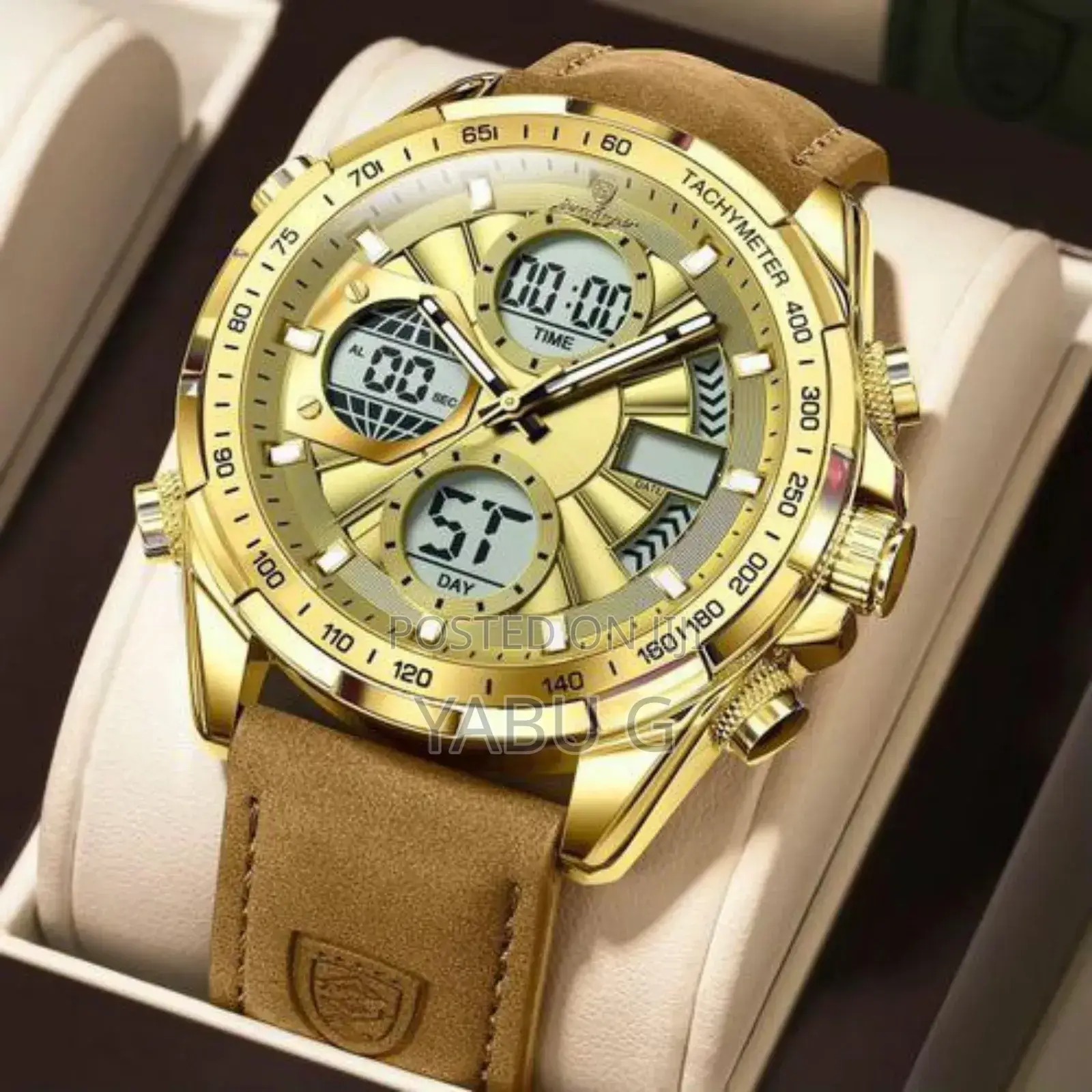 Poedagar Men New Watch Chronograph Waterproof Leather Wrist Watch