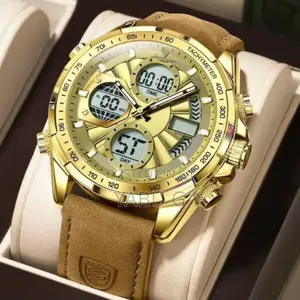 Poedagar Men New Watch Chronograph Waterproof Leather Wrist Watch