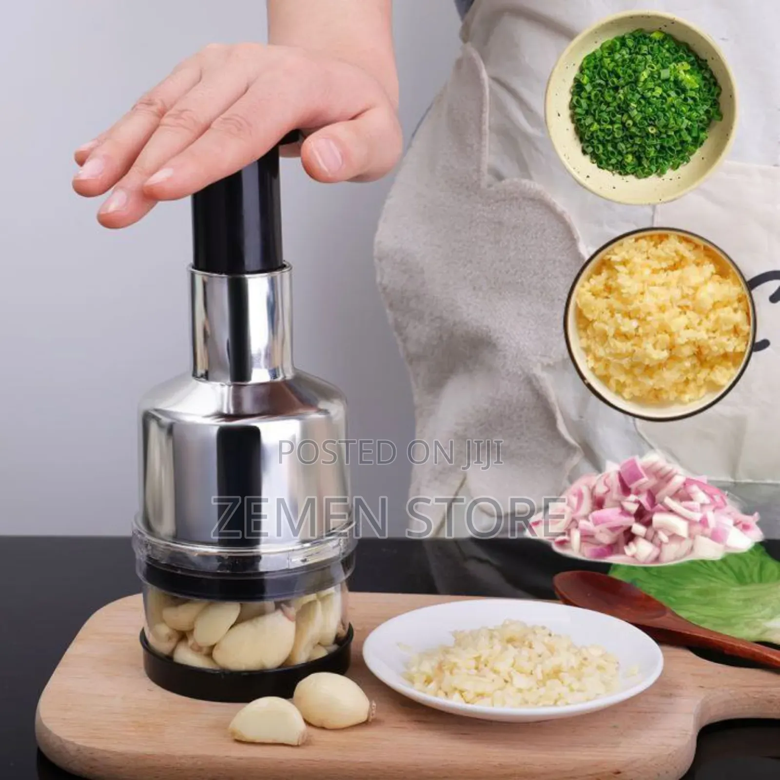 ዘመናዊ የነጭ ሽንኩርት እና አትክልት መክተፊያ - Manual Press Chopper