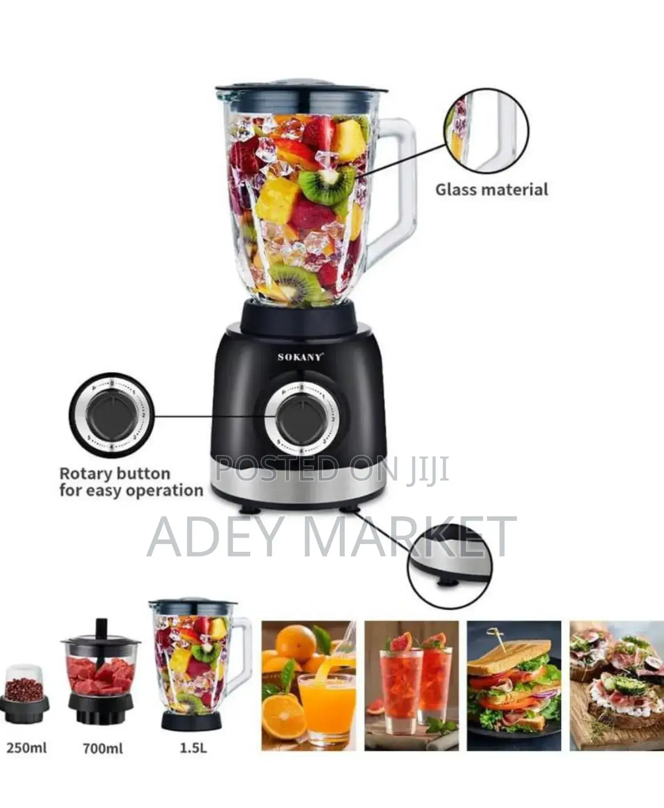 Original Sokany 3 In1 Blender /Grinder