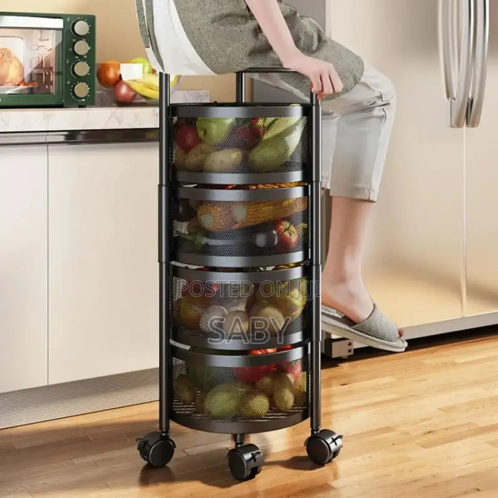 Moveable And Rotatable Kitchen Storage Rack