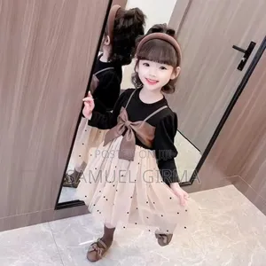 Girls Bow Decor Ruffle Dress Size: 1 - 4 Years
