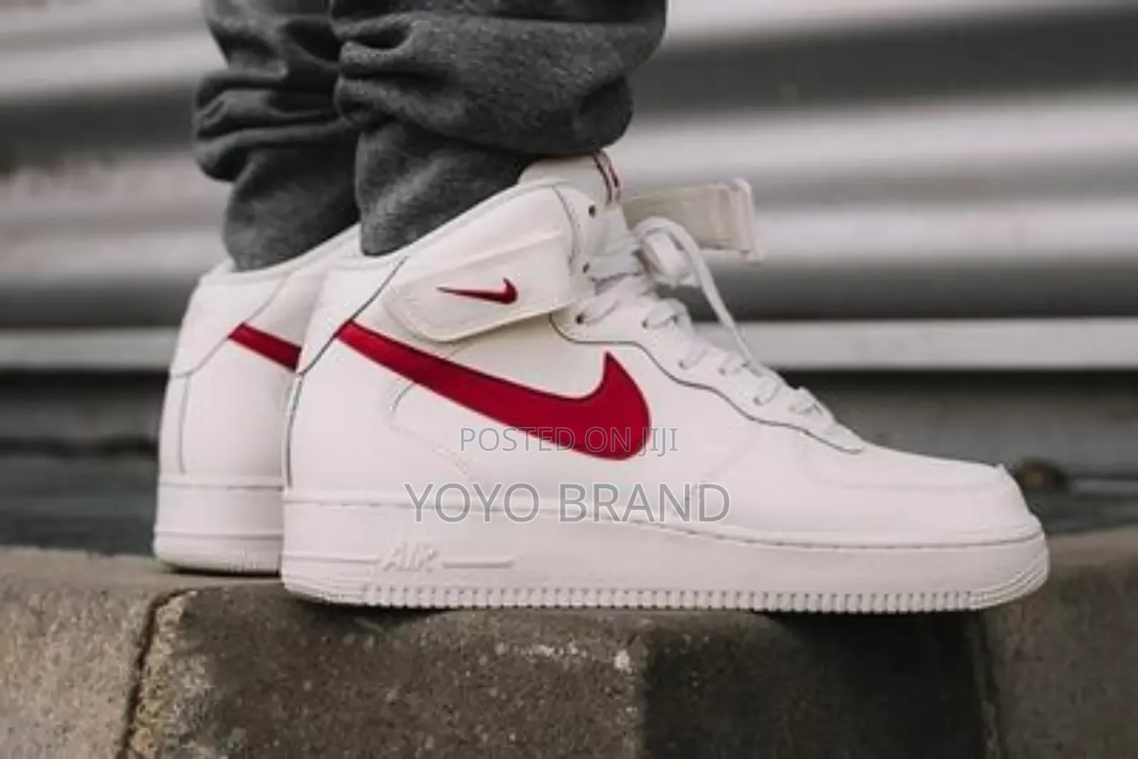Nike Air Force 1 High Og White Red Strip Fashion Boots