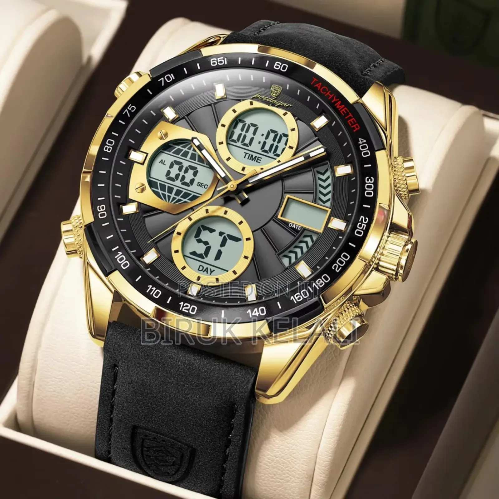 New Watch Chronograph Waterproof Leather Wrist Watch