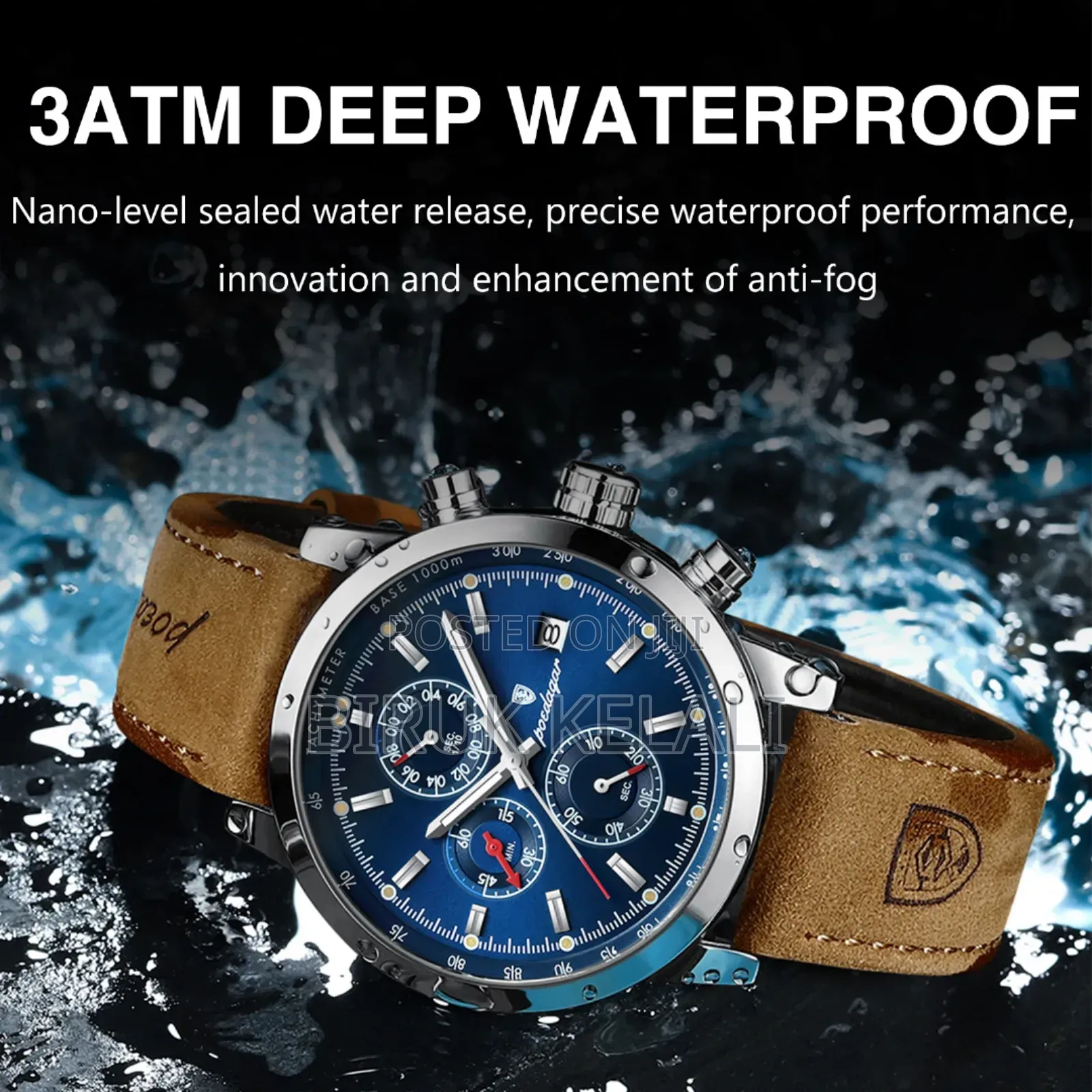 Poedagar Wristwatch for Men Leather Quartz Male Watches