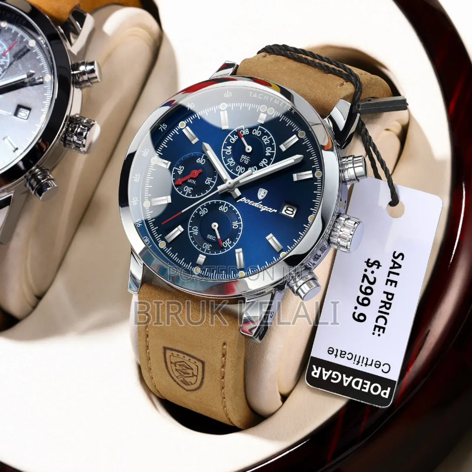 Poedagar Wristwatch for Men Leather Quartz Male Watches