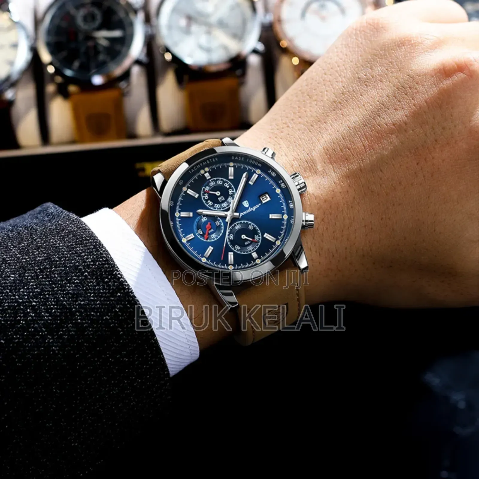 Poedagar Wristwatch for Men Leather Quartz Male Watches