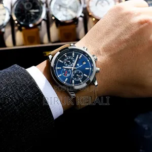 Poedagar Wristwatch for Men Leather Quartz Male Watches