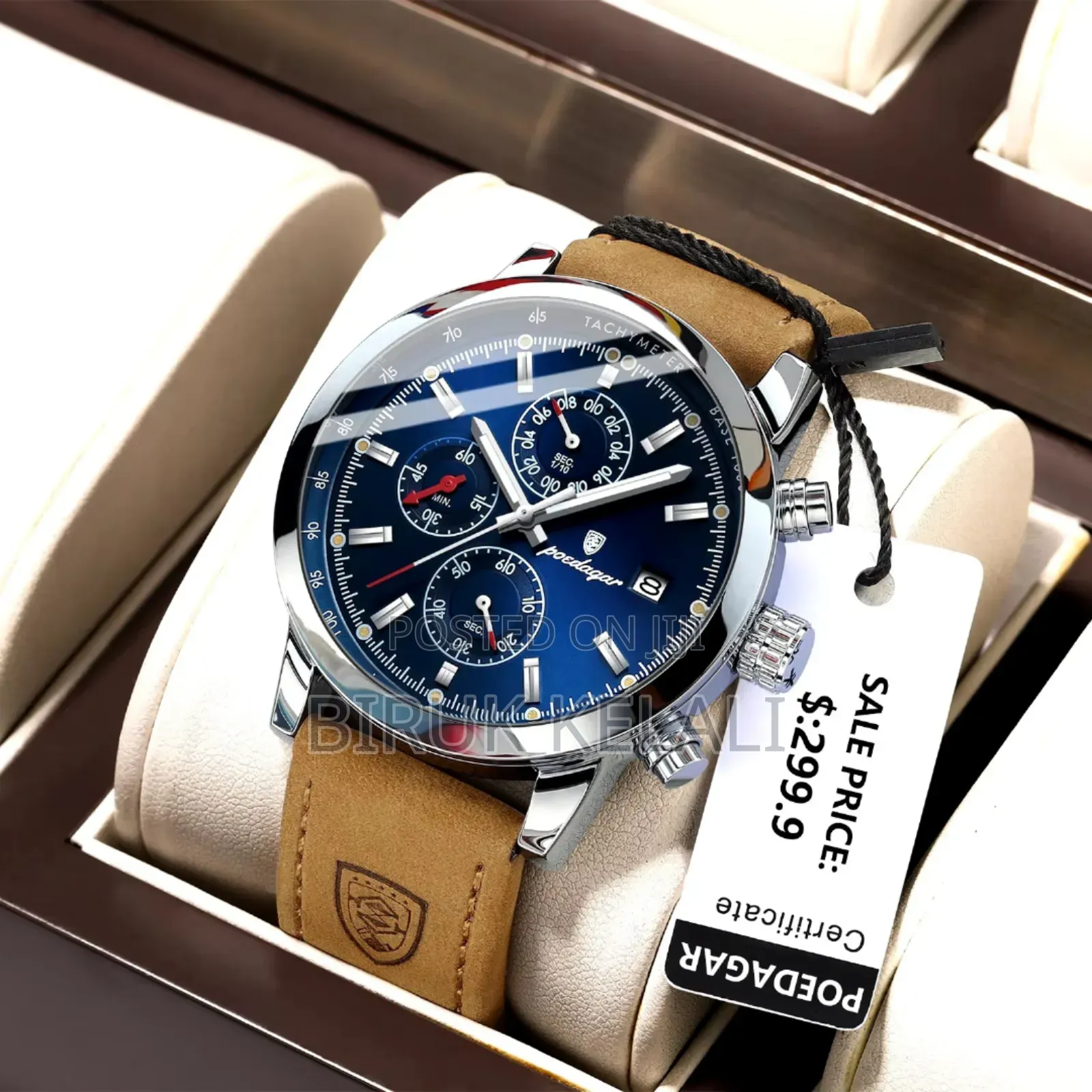 Poedagar Wristwatch for Men Leather Quartz Male Watches