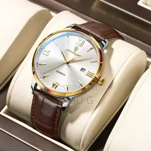 Poedagar Luxury Fashion Men Watch Business Leather Quartz