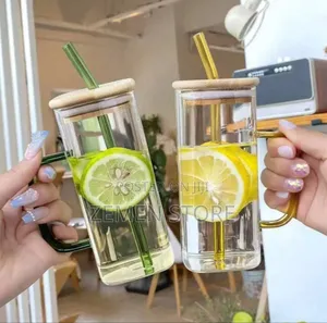 Glass Drinking Mug With Straw | የራሳቸው ስትሮ ያላቸው የጅስ ብርጭቆዎች
